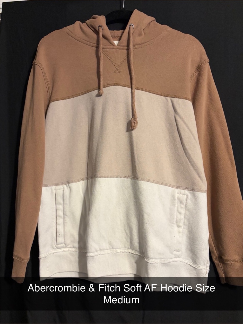 Abercrombie & Fitch Tri-Tone Pullover Hoodie - Brown/Tan/White